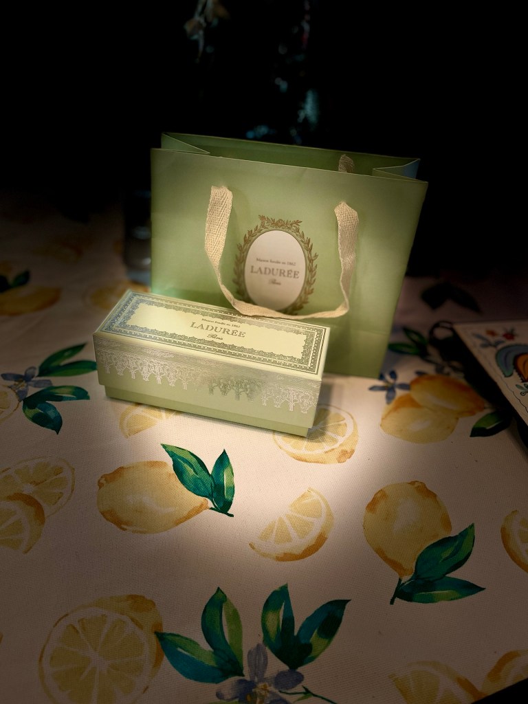 Laduree gift bag and box in mint green.