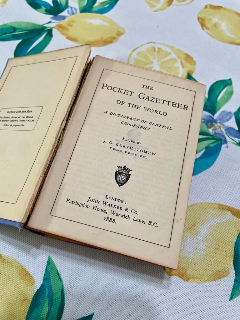 Book title page: The Pocket Gazetteer of the World. 1888.