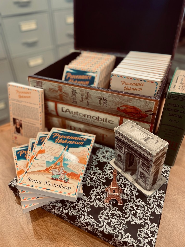 Display for author Sonia Nicholson book event. 