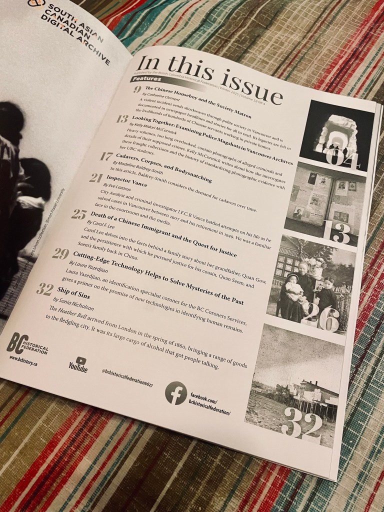 British Columbia History Magazine, Winter Issue.