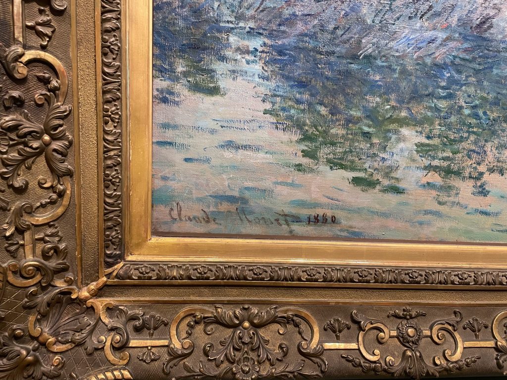 Detail of Claude Monet painting showing signature and date (1880).