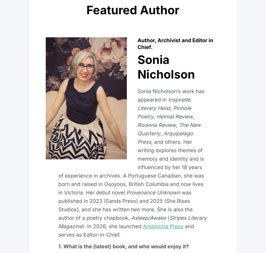 Screenshot of author interview. Follow link to read.